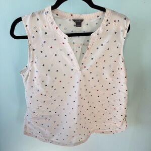 Eddie Bauer women's patriotic stars cream sleeveless tank top L 4th of July